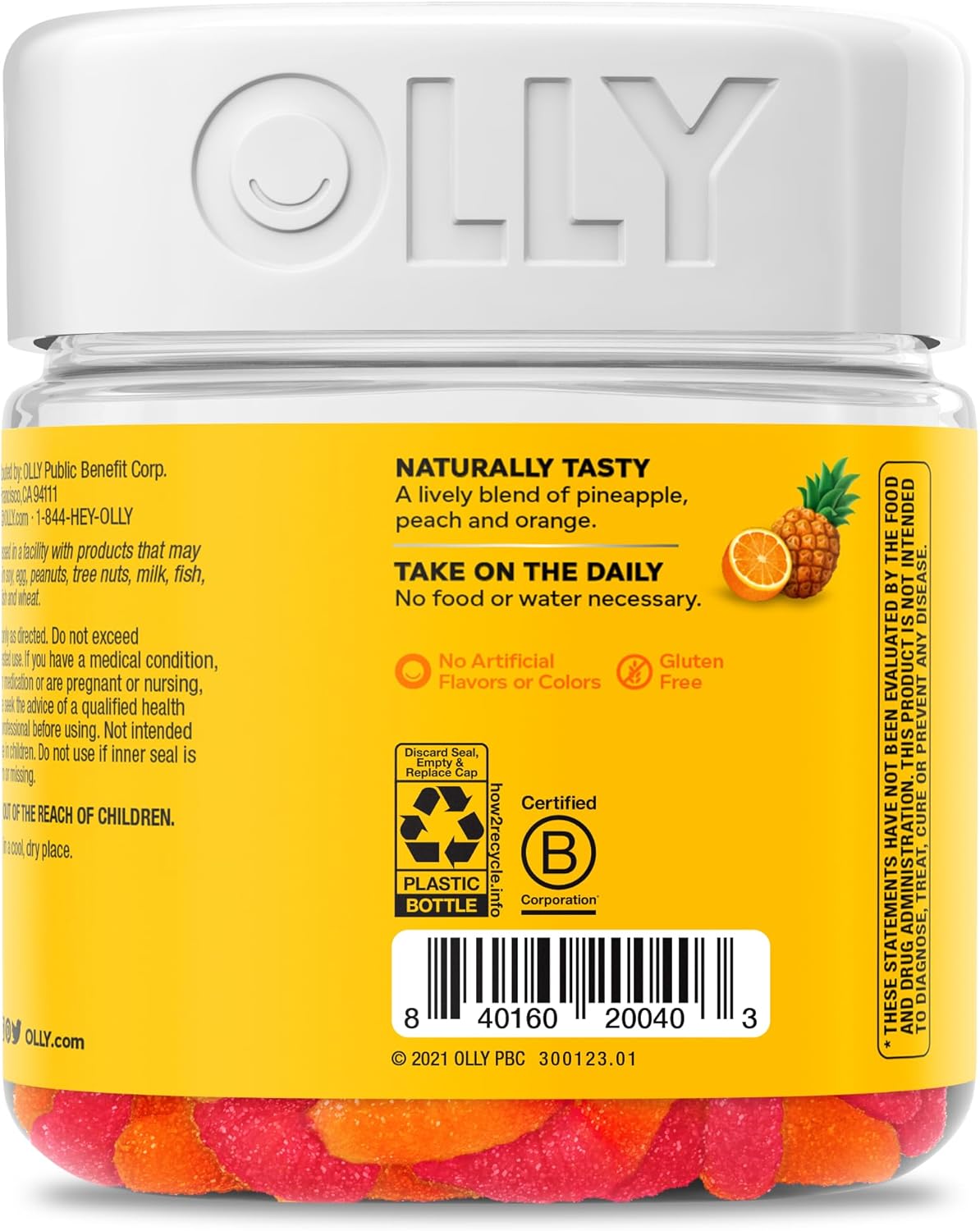 OLLY Hello Happy Gummy Worms, Mood Support Gummies For Adults,* Saffron Extract, Vitamin D, Tropical Zing Flavored, 30 Day Supply - 60 Count - Image 4