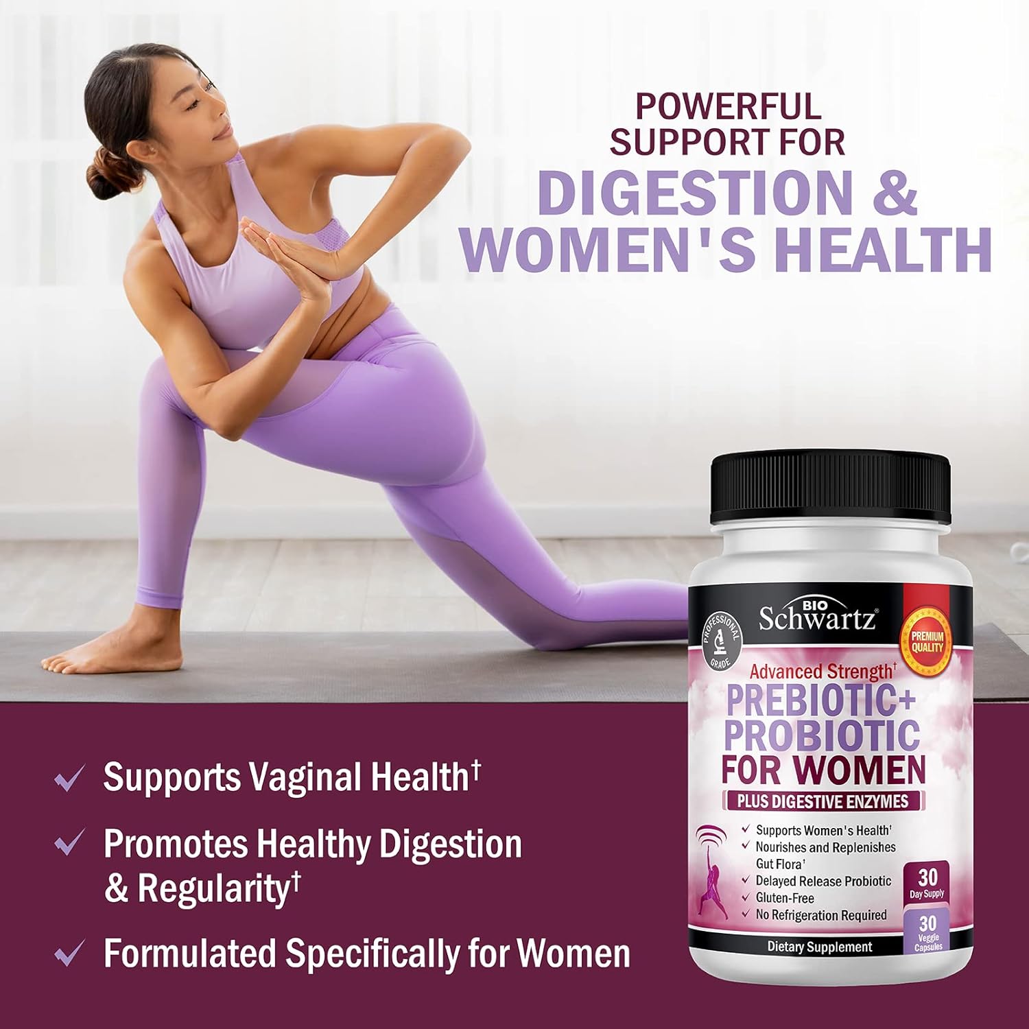 BioSchwartz Herbal Menopause Supplement with Black Cohosh (1 Month Supply) Plus Prebiotics and Probiotics with Digestive Enzymes for Women (1 Month Supply) - Image 2