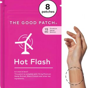 The Good Patch Hot Flash Hemp Menopause Patches Support for Women, Sustained Release, Natural Patch with Hemp Extract, Black Cohosh, Black Pepper, Plant Powered Wearable Wellness (8 Total Patches)