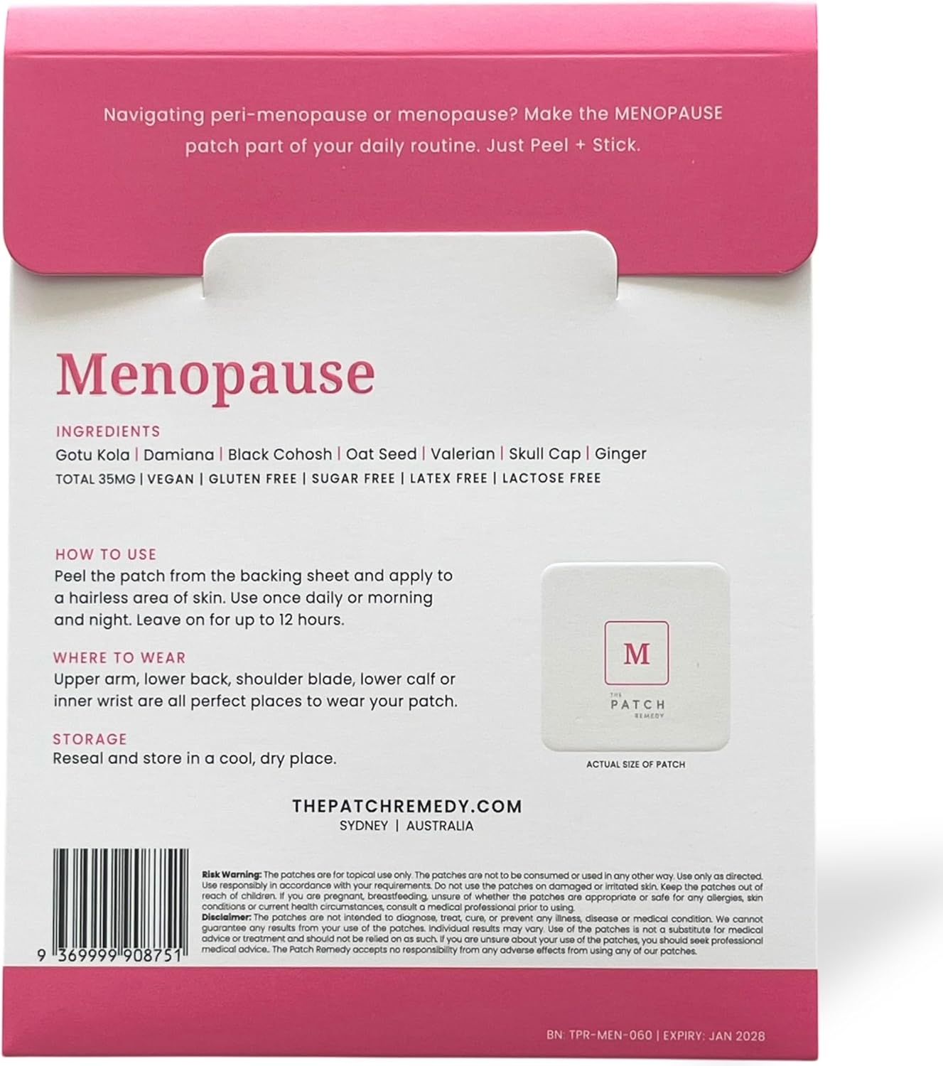 The Patch Remedy Menopause Patch | Black Cohosh, Damiana, Valerian, Ginger | 30 Patches - Image 2