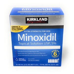 Kirkland Signature Minoxidil Topical Solution USP 5%, Extra Strength Hair Regrowth Treatment for Men, 6 Months Supply