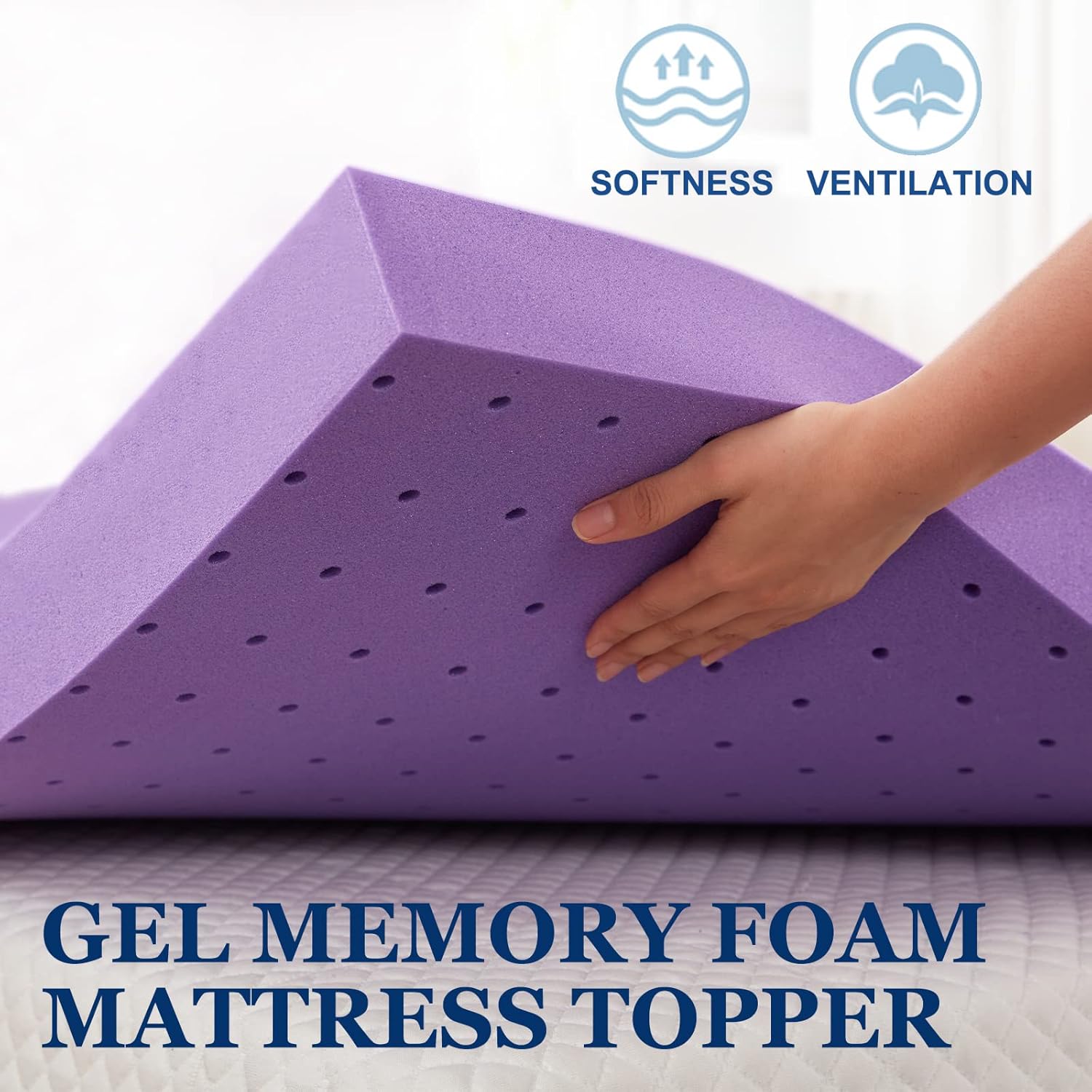 SINWEEK 2 Inch Gel Memory Foam Mattress Topper Ventilated Soft Pressure Relieve Mattress Pad, Breathable Bed Topper, CertiPUR-US Certified, Twin Size - Image 2