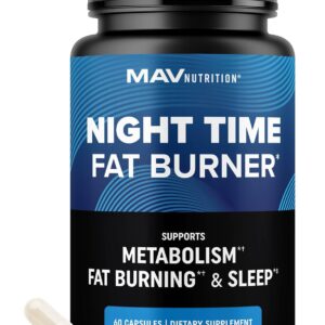 Night Time Fat Burner for Weight Loss Support & Sleep Aid | Appetite Suppressant, Carb Blocker, Nighttime Metabolism Booster for Stomach Fat Burner & Night Shred with Melatonin | Non-GMO, Vegan 60ct