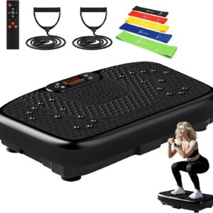 SoftGym Vibration Plate Exercise Machine for Lymphatic Drainage,Power Vibrate Stand Shake Board 450 Lbs Capacity Whole Body Workout Waver with Fitness Resistance Bands Weight Loss Gifts for Women Men