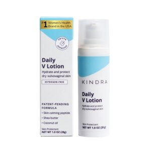 Kindra Daily V Vaginal Moisturizer Lotion - OBGYN Recommended for Dryness & Itch, with Hyaluronic Acid, Prevents Infection & Odor - Estrogen-Free Cream, pH-Balanced Feminine Care - 60 Applications