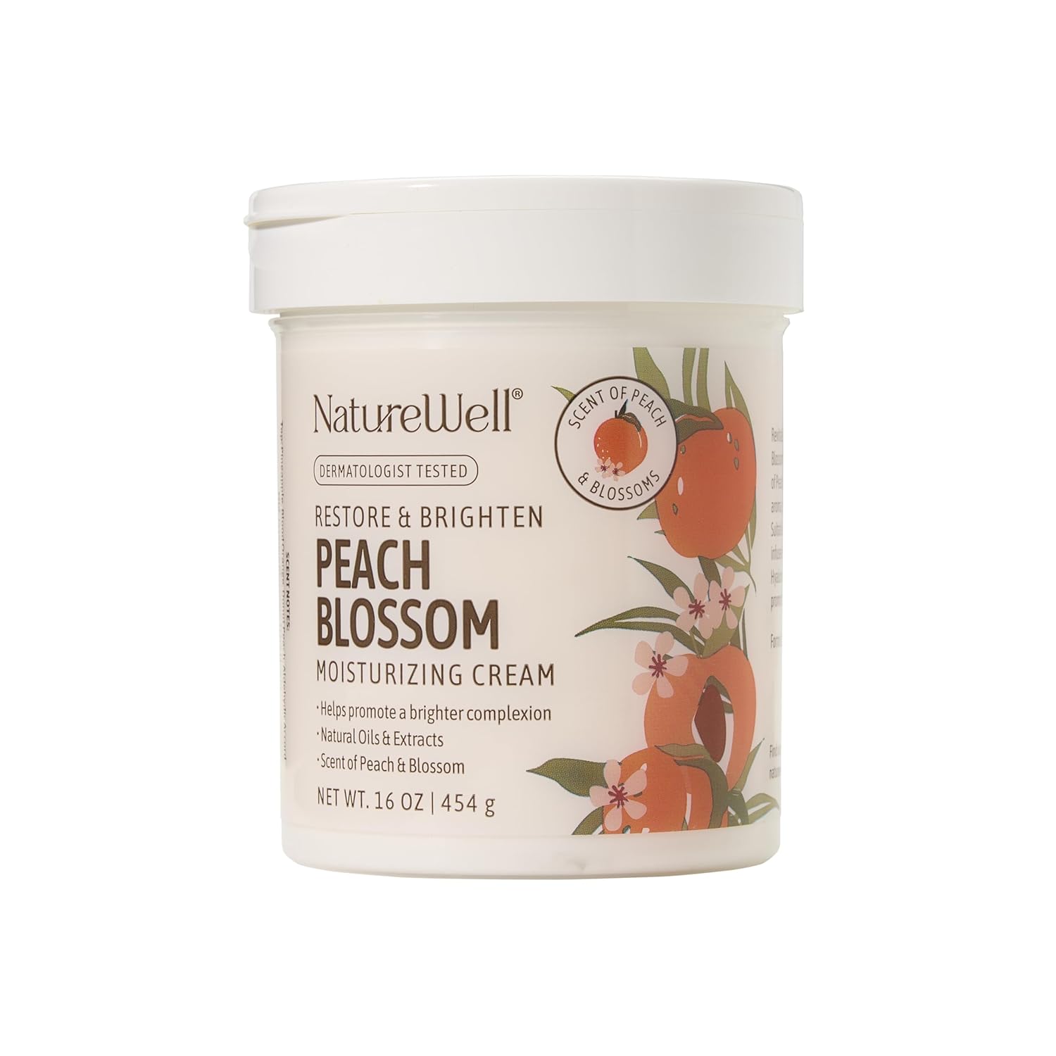 NATURE WELL Peach Blossom Restore & Brighten Moisturizing Cream For Face & Body, Infused With Peach Extract, Niacinamide, & Hyaluronic Acid, Promotes A Brighter Complexion, 16 Oz. - Image 2