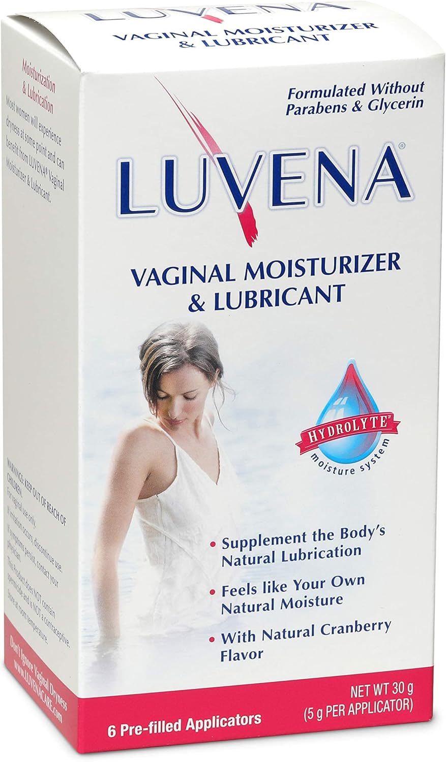 LUVENA Vaginal Moisturizer for Women, Long-Lasting, Intimate Care, Feminine Hydration, Menopause Support, Relieve Dryness & Irritation, Pre-Filled Applicators, pH Balanced, Water-Based, 30g (1 pack)