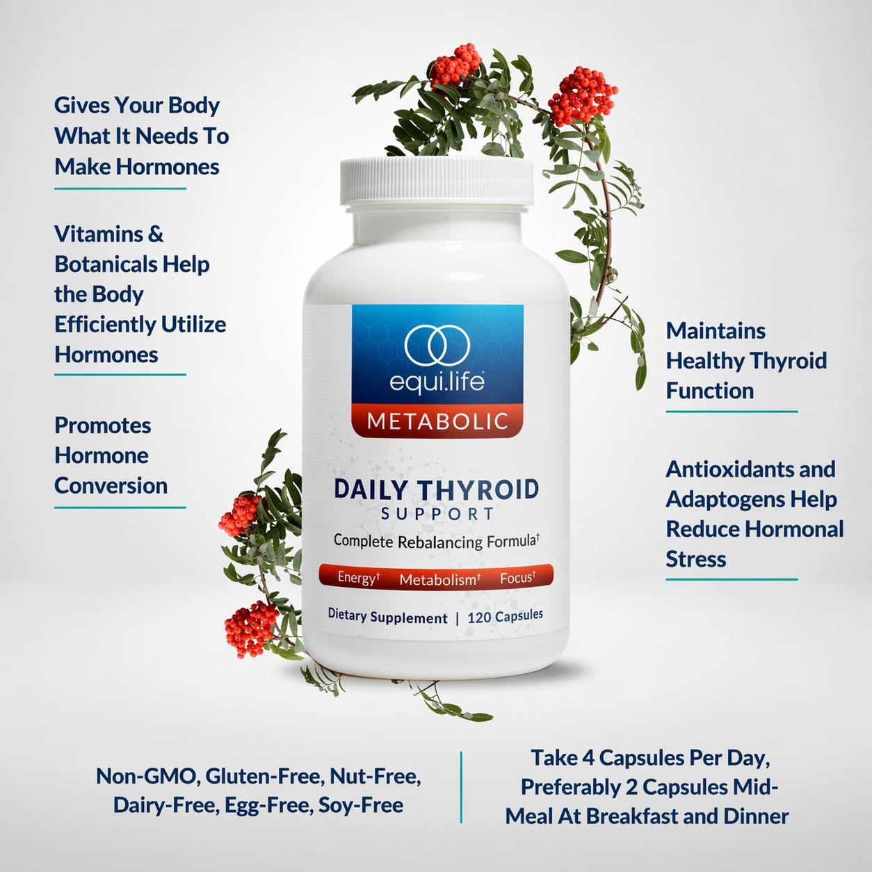EquiLife Daily Thyroid Support Supplement for Women and Men – Aids Healthy Thyroid Function, Assisting in T4 to T3 Conversion, Supports Healthy Stress Response, Antioxidants & Adaptogens, 120 Capsules - Image 4