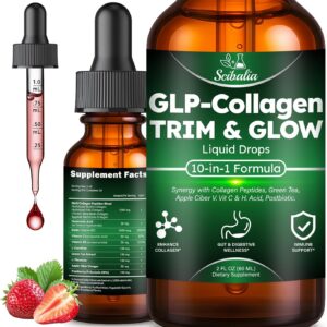 Liquid Collagen for Women GLP 10-in-1 Formula Multi Collagen Burn Drops Trim & Glow Hyaluronic Acid Biotin Green Tea L-Carnitine & ACV for Hair Growth Metabolism Skin Gut & Digestive Health
