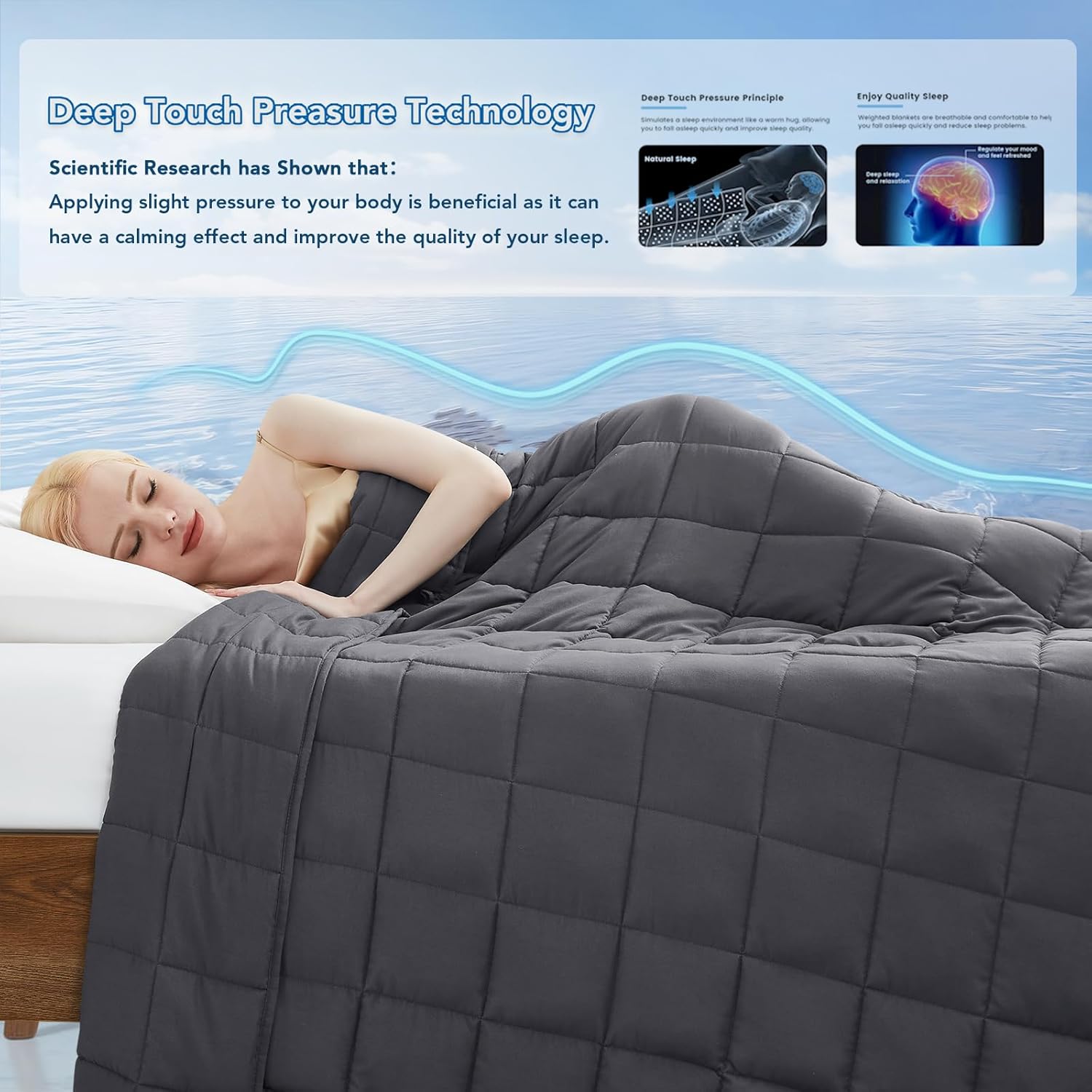 Topcee Weighted Blanket (20lbs 60"x80" Queen Size) for Adult All-Season Summer Fall Winter Cooling Breathable Heavy Microfiber Material with Glass Beads Big Blanket Soft Thick Comfort - Image 7