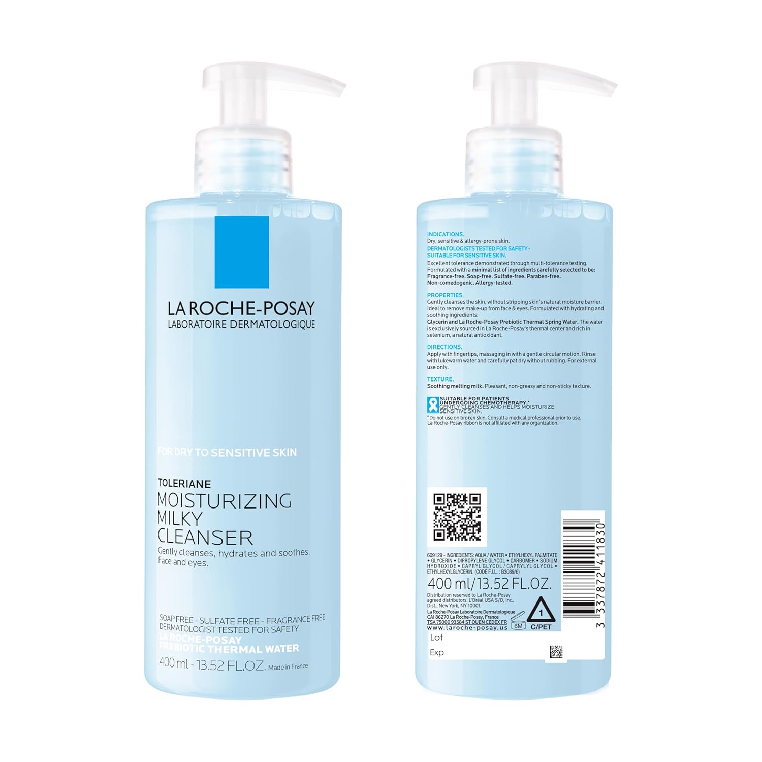 La Roche-Posay Toleriane Moisturizing Milky Cleanser, Gentle Face Cleanser with Glycerin for Dry, Sensitive & Allergy-Prone Skin, Face Wash for Hydration, Makeup Remover Cleanser, 13.5fl oz - Image 10