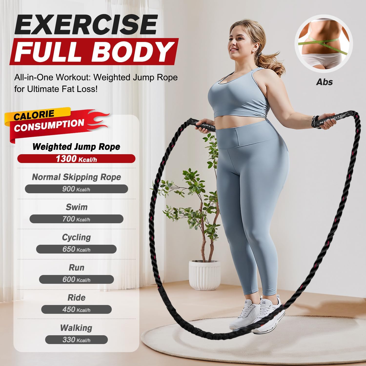 HPYGN Jump Rope, Weighted Jump Rope for Men women, 2.8lb 3.8lb 5lb Heavy Skipping Rope for Exercise, Adult Jumpropes for Home Workout, Improve Strength and Building Muscle,Total Body Workout Equipment - Image 4