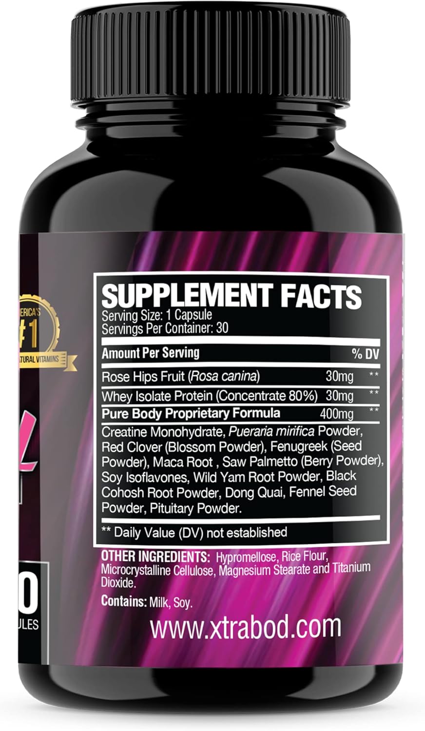 XtraBody Butt Enhancement and Breast Enlargement Supplement - Estrogen Enhancer - Increases Butt & Breast Size, Reduces Menstrual Symptoms & Provides an Extra Boost of Energy (1 Bottle=30 Capsules) - Image 3