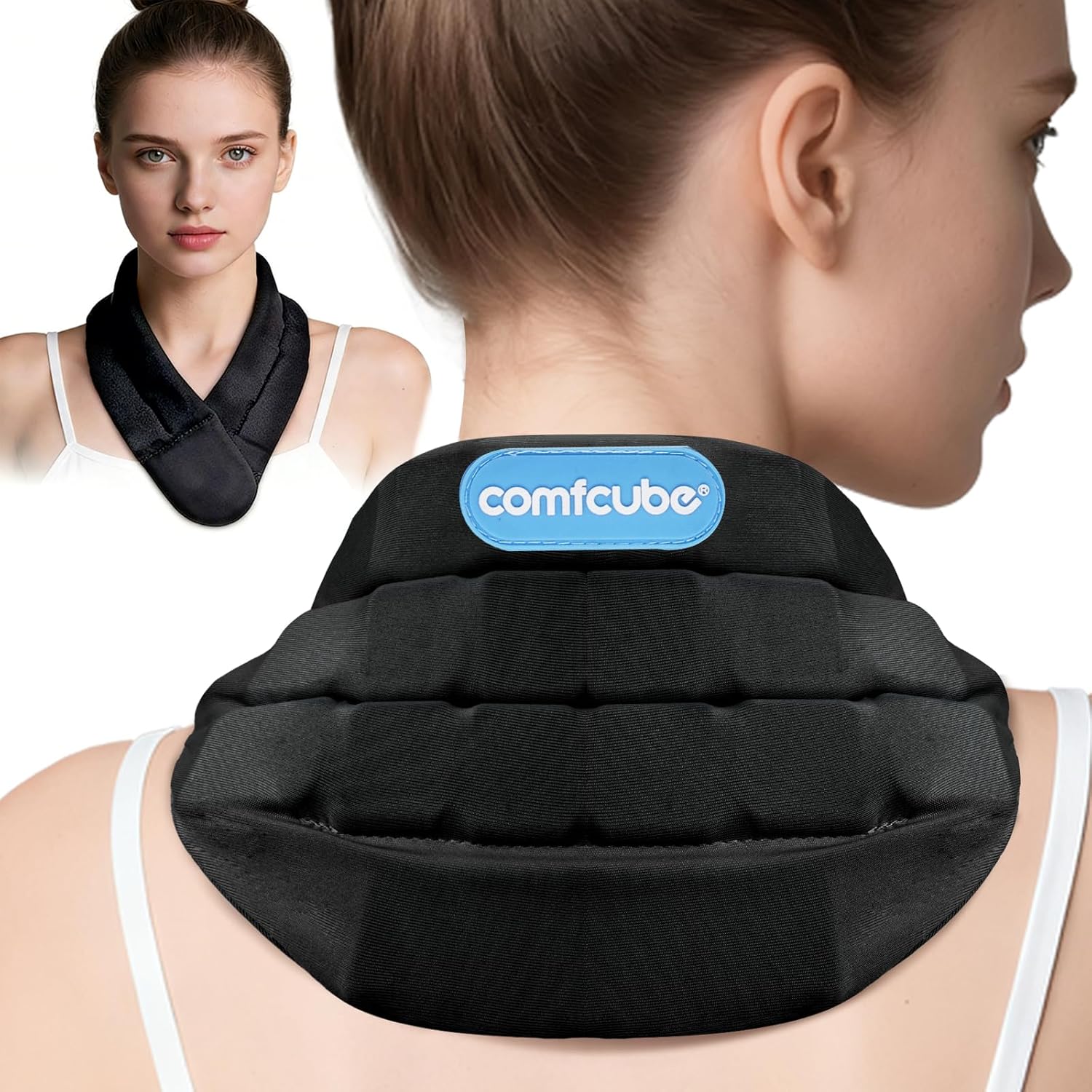 Comfcube Neck Ice Pack Wrap for Cervical Pain and Cooling, 2 Hours Long Lasting Cold Ice Pack for Neck Injuries, Reusable Flexible Cold Pack for Hot Weather, Hot Flashes, Surgery, Office Pressure