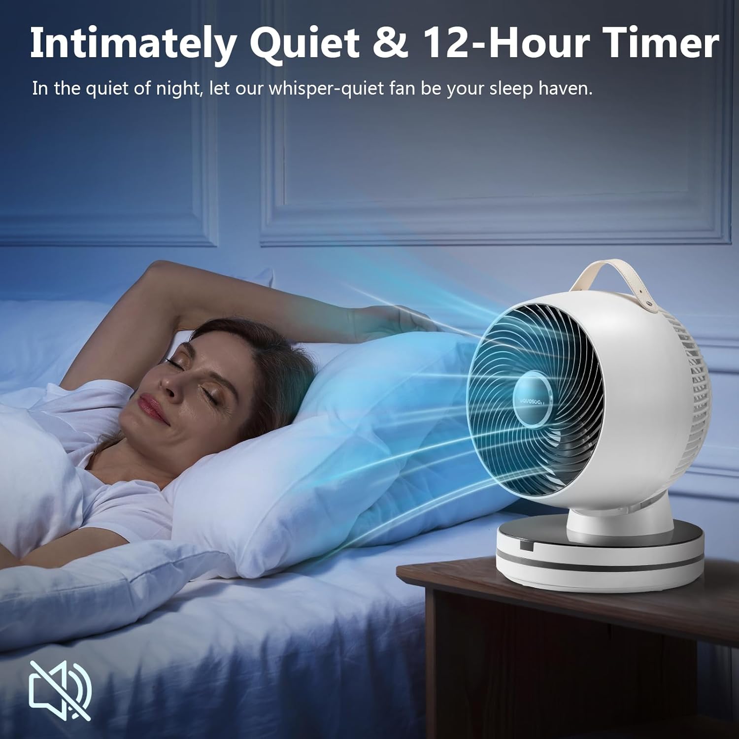 Air Circulator Fan 0dB Quiet 15.75 Inch Table Fans for Bedroom, 12 Speeds, 12H Timer, Auto Temperature Control Oscillating Fan Desk Fan with Remote for Home Office Dorm - Image 9