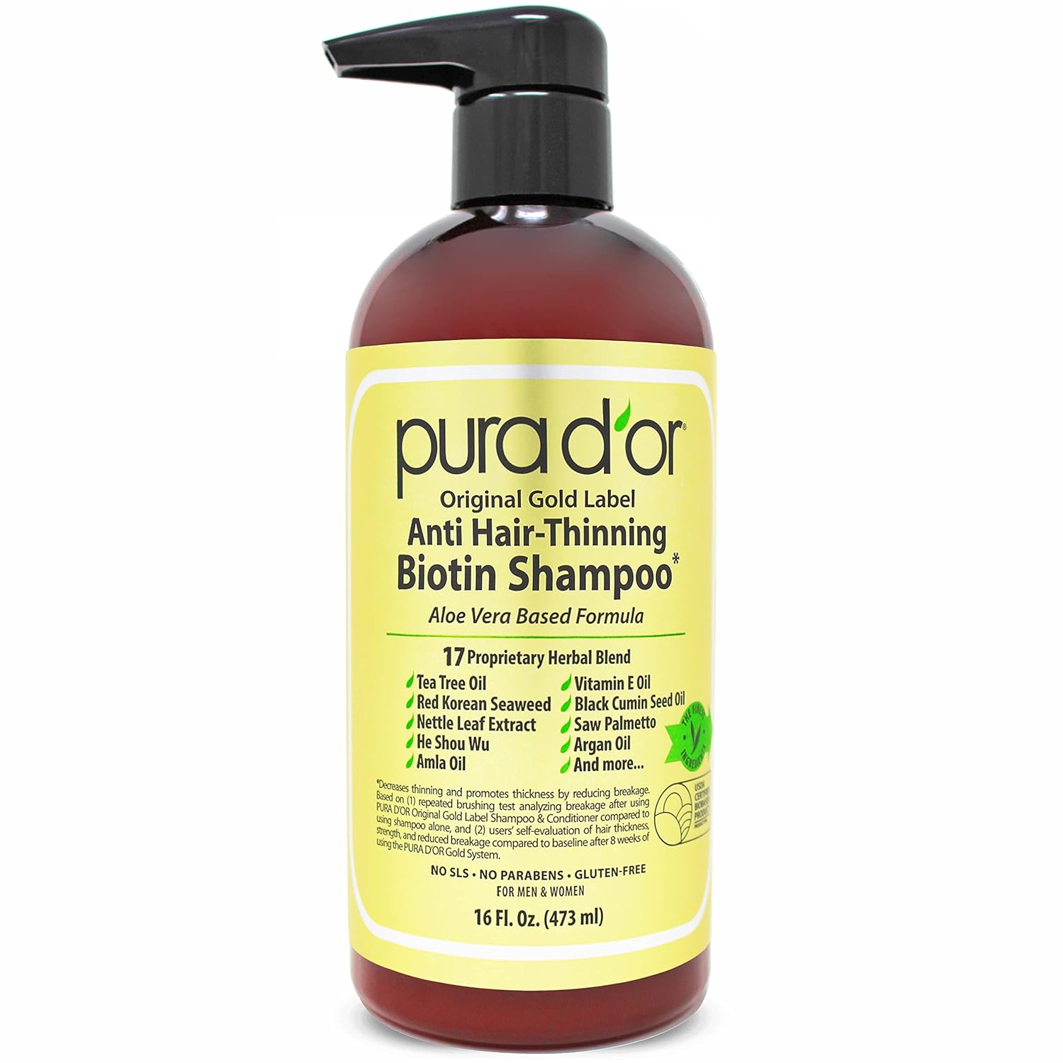 PURA D'OR Anti-Thinning Biotin Shampoo, Clinically Tested DHT Blocker & Scalp Therapy Energizing Scalp Serum Revitalizer (4oz) with Argan Oil, Biotin - Image 2