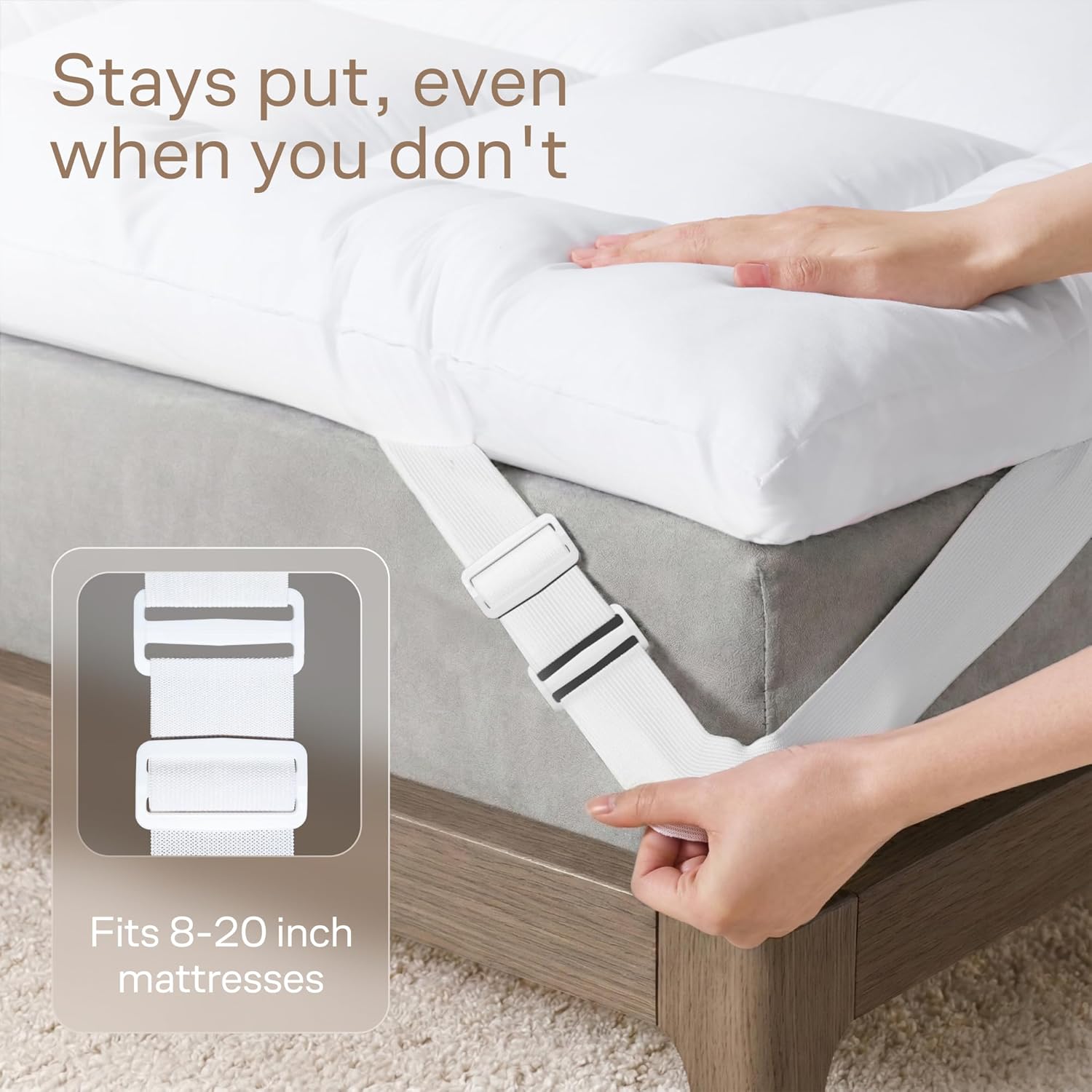 Ultra Soft Queen Mattress Topper - Cloud-Like Mattress Pad for Full Back Support - Breathable Cooling Material for Hot Sleepers, White - Image 6