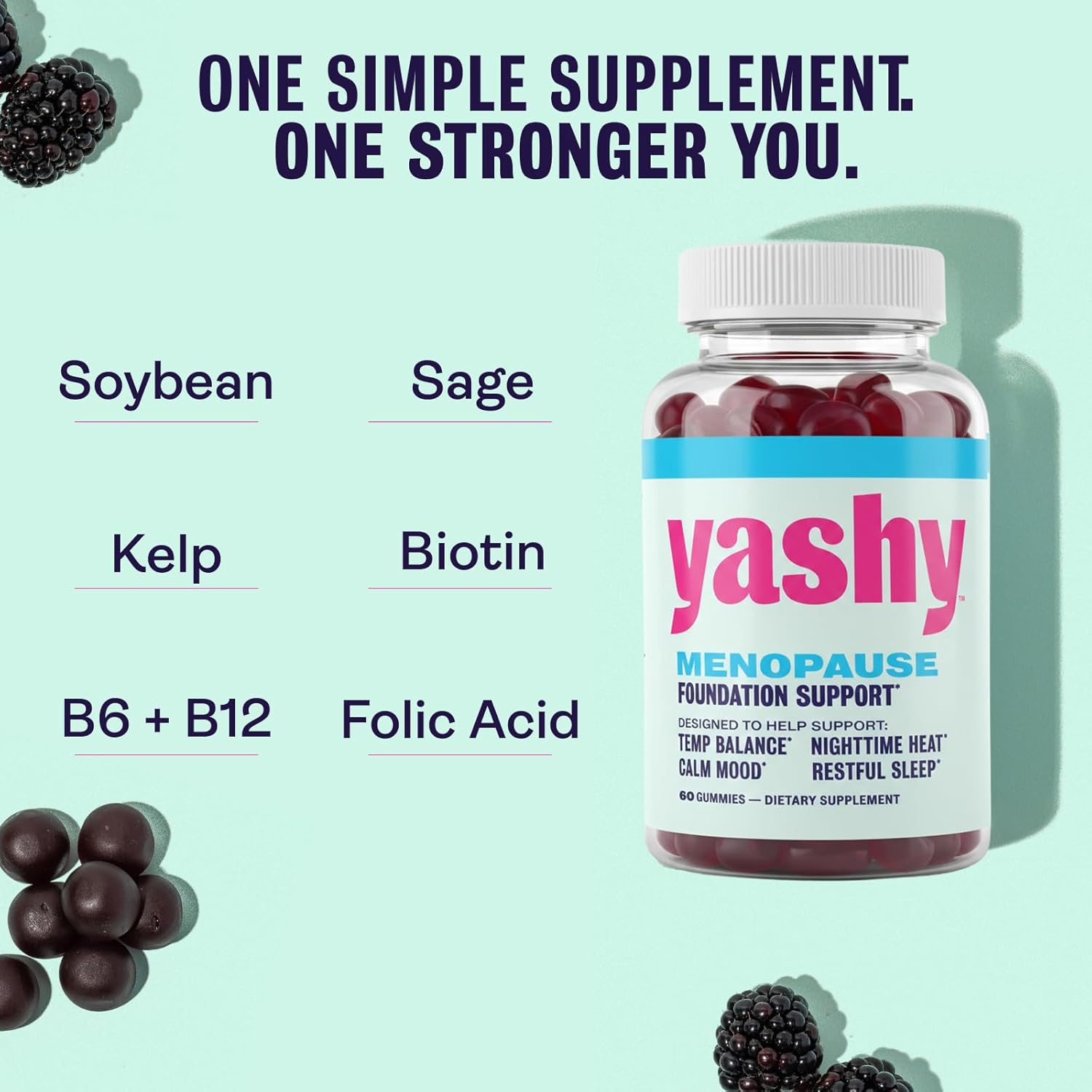 Gummies for Menopause | Hormone-Free Supplements for Women | Clinically Backed | 30 Servings | Helps Alleviate Hot Flashes, Night Sweats, & Mood Swings | Supports Libido | BlackBerry Flavor - Image 6