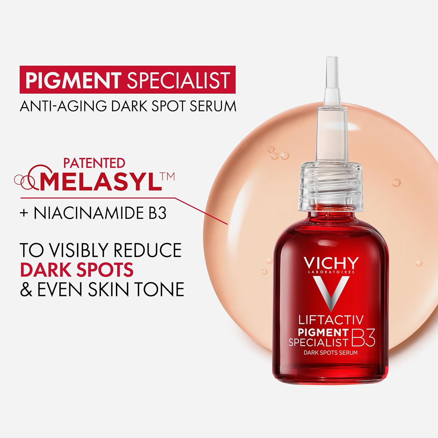 Vichy LiftActiv B3 Serum 5% Niacinamide + Glycolic Acid + Tranexamic Acid + Peptides, Fades Dark Spots & Smooths Wrinkles In 8 Weeks, Discoloration Correcting Serum, Alcohol Free - Image 2