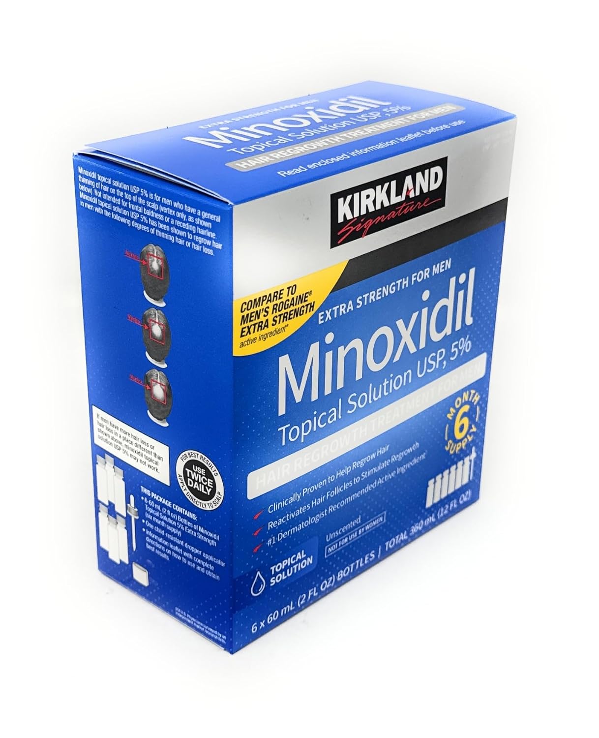 Kirkland Signature Minoxidil Topical Solution USP 5%, Extra Strength Hair Regrowth Treatment for Men, 6 Months Supply - Image 2