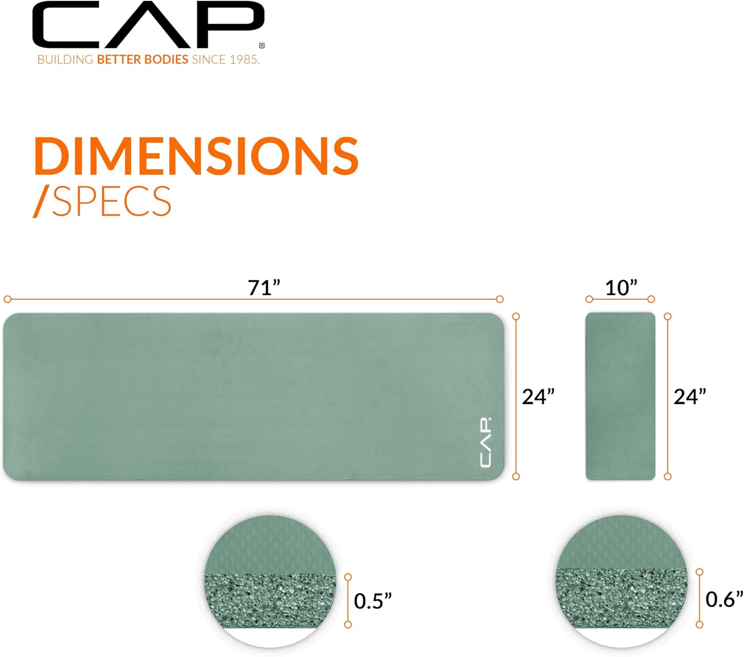 CAP Barbell 1/2-Inch High Density Exercise Yoga Mat with Strap | Multiple Options - Image 4