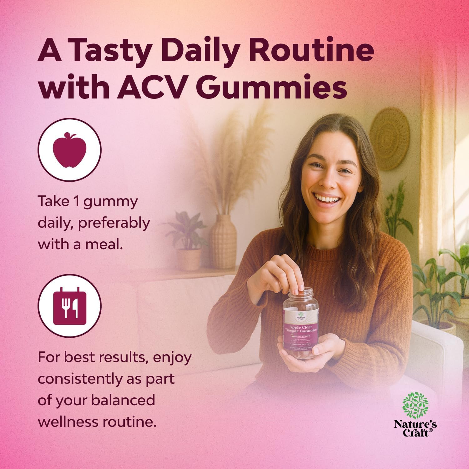 Apple Cider Vinegar Gummies with Mother - Cleanse & Detox ACV Gummies for Weight Loss, Gut Health, Bloating, Metabolism & Energy Support - ACV with Mother with B12 Vitamin, B6 & Pomegranate - 60 Ct - Image 5
