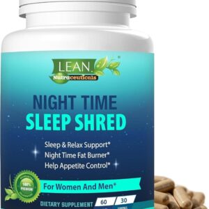 Weight Loss Pill Night Time Sleep Shred Fast Fat Burner, Appetite Suppressant Aid Carb Blocker Metabolism Booster Support Supplement for Women Men with Melatonin White Kidney Bean Ashwagandha 60 Caps