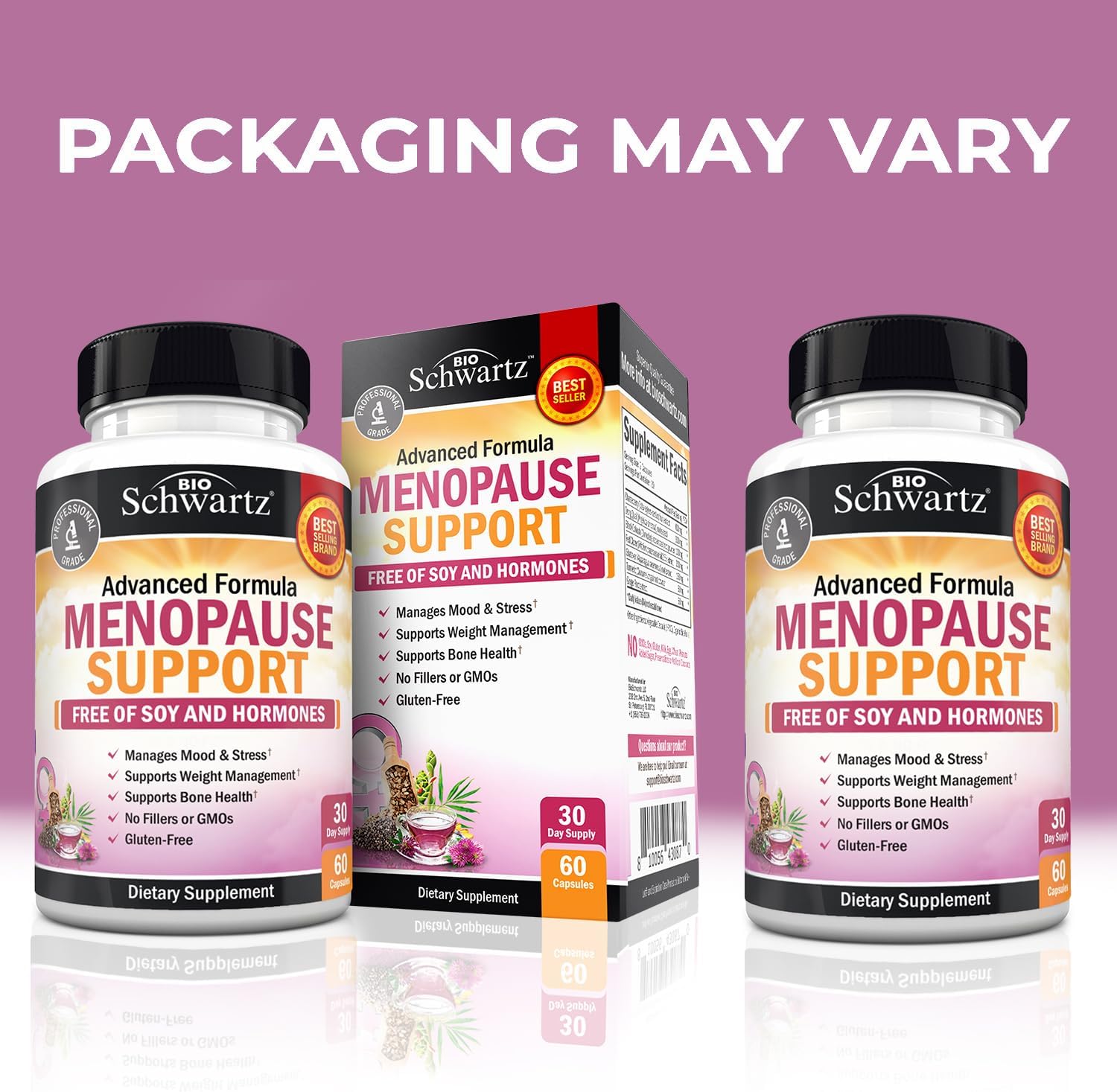 BioSchwartz Herbal Menopause Supplement with Black Cohosh (1 Month Supply) Plus Prebiotics and Probiotics with Digestive Enzymes for Women (1 Month Supply) - Image 3