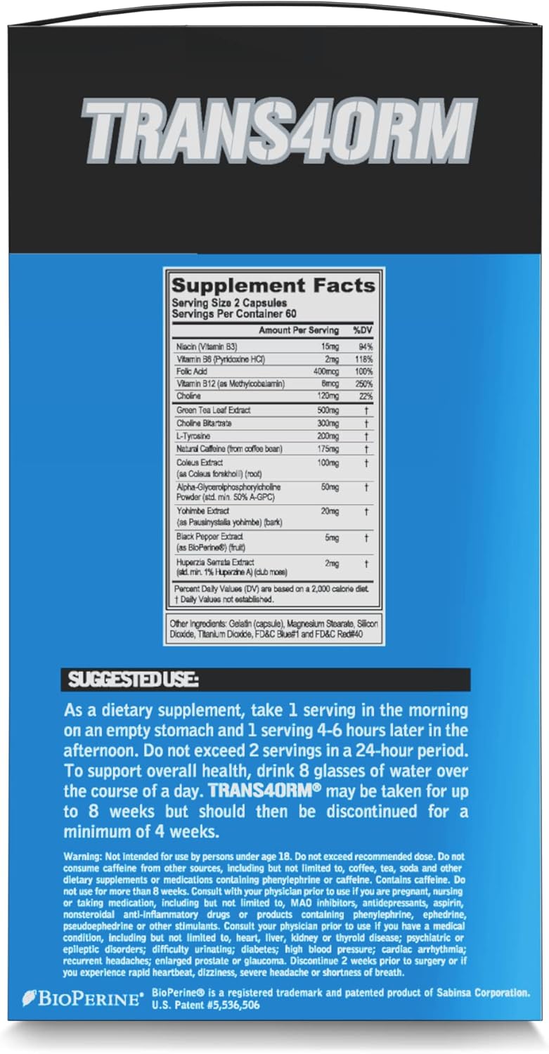 EVL Weight Loss Support Stack - Trans4orm Thermogenic Fat Burner & Metabolism Support Pills with Green Coffee Bean Extract and Forskolin Plus LeanMode Non-Stimulant - Image 5
