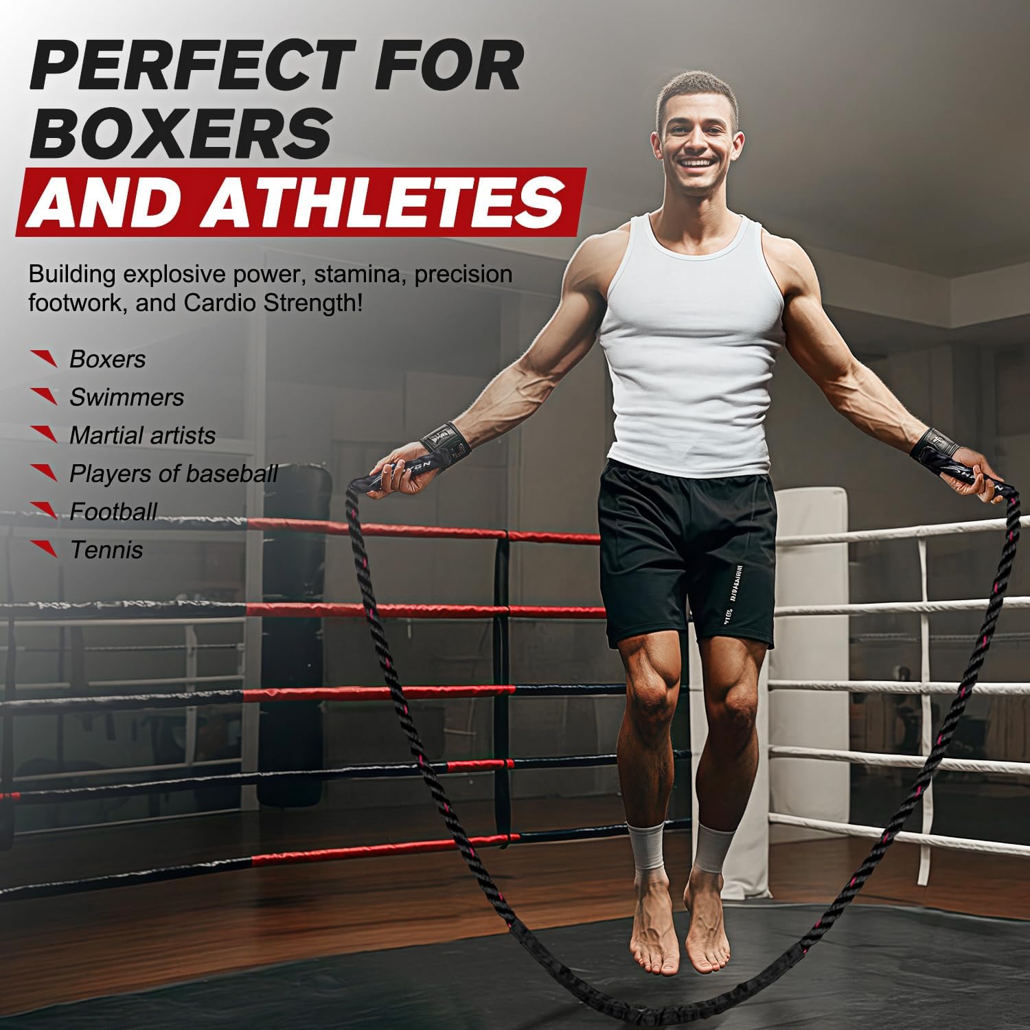 HPYGN Jump Rope, Weighted Jump Rope for Men women, 2.8lb 3.8lb 5lb Heavy Skipping Rope for Exercise, Adult Jumpropes for Home Workout, Improve Strength and Building Muscle,Total Body Workout Equipment - Image 2