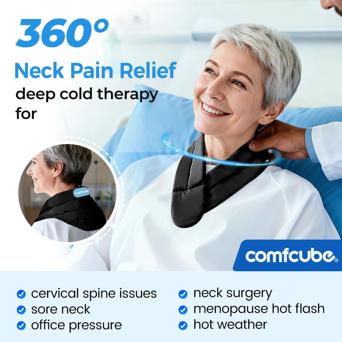 Comfcube Neck Ice Pack Wrap for Cervical Pain and Cooling, 2 Hours Long Lasting Cold Ice Pack for Neck Injuries, Reusable Flexible Cold Pack for Hot Weather, Hot Flashes, Surgery, Office Pressure - Image 3