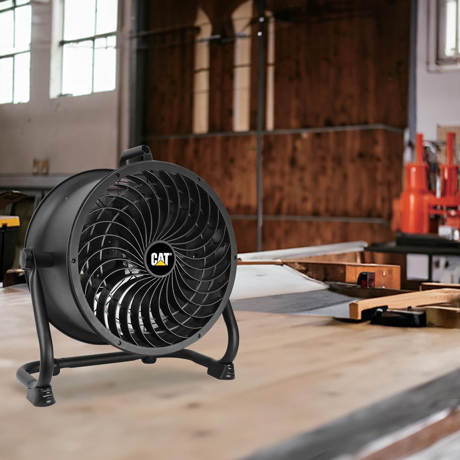 CAT fans - 14”-Blade High-Velocity Drum Fan Heavy Duty Industrial Grade (Black, 2-in-1): 2,300 CFM, 4-Speed, 360 Degree Adjustable Drum Head, Dual Ball Bearing Motor with Die-Cast Cover (HVD-14AC-BLK) - Image 5
