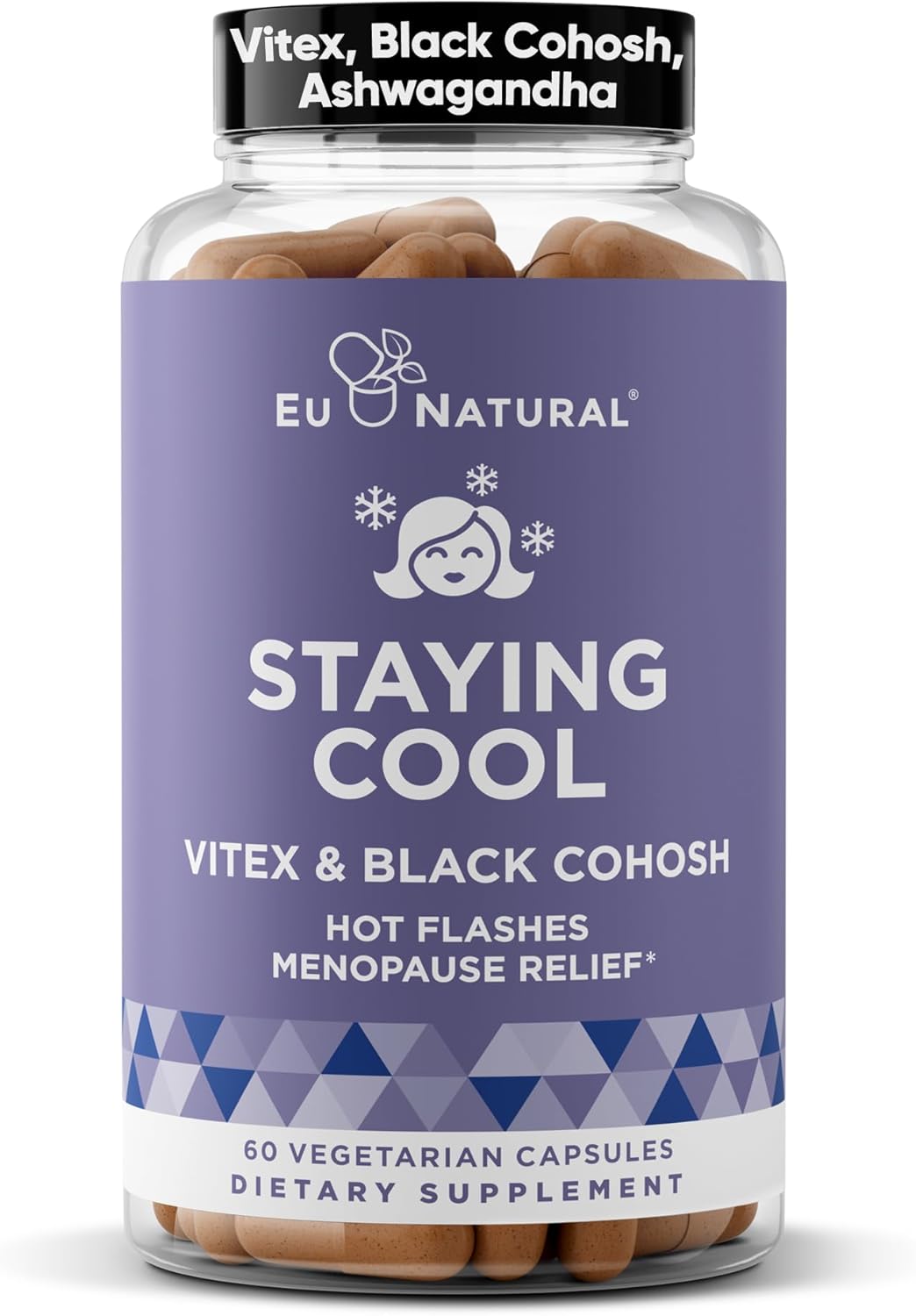 Eu Natural Staying Cool Menopause Supplements for Women - Hormonal Hot Flash Relief, Weight Support, & Night Sweats - Vitex Chaste Tree & Black Cohosh - 60 Vegetarian Soft Capsules