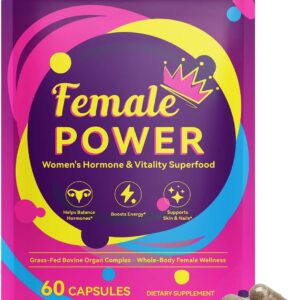 Hormone Balance for Women, Female-Optimized Beef Organ Superfood Supplement for Women, PMS Support Supplement, Grass Fed Beef Liver Capsules, Balance Hormones, Energy, Menstrual, PMDD,Skin Care