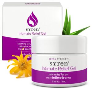Syren Intimate Relief Gel with 4% Lidocaine for External Sensitivity, vulvodynia, dyspareunia, Vaginal discomfort, Dryness, Gentle Postpartum and Post-Procedure Support, 2.5 oz, Made in USA