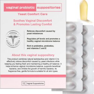 Nahid Vaginal probiotic Suppository, hyaluronic Acid Suppositories, Vaginal moisturizer, PH Balance, Restores Healthy Vaginal Odor, Yeast Comfort Care (12 Inserts)