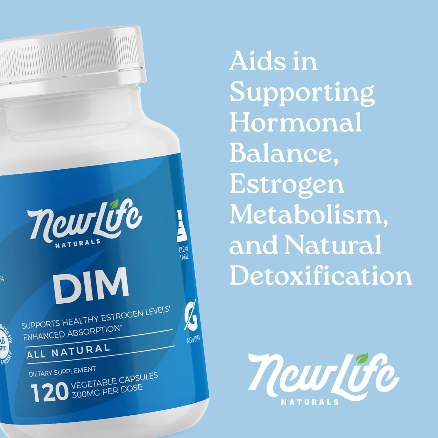 NewLife Naturals DIM Supplement 300mg for Women & Men - Hormonal Acne, Estrogen Balance Pills, Post Menopause Relief | Healthy Estrogen Level | Hormonal Balance - Bioperine | PCOS - 60 Day Supply - Image 5