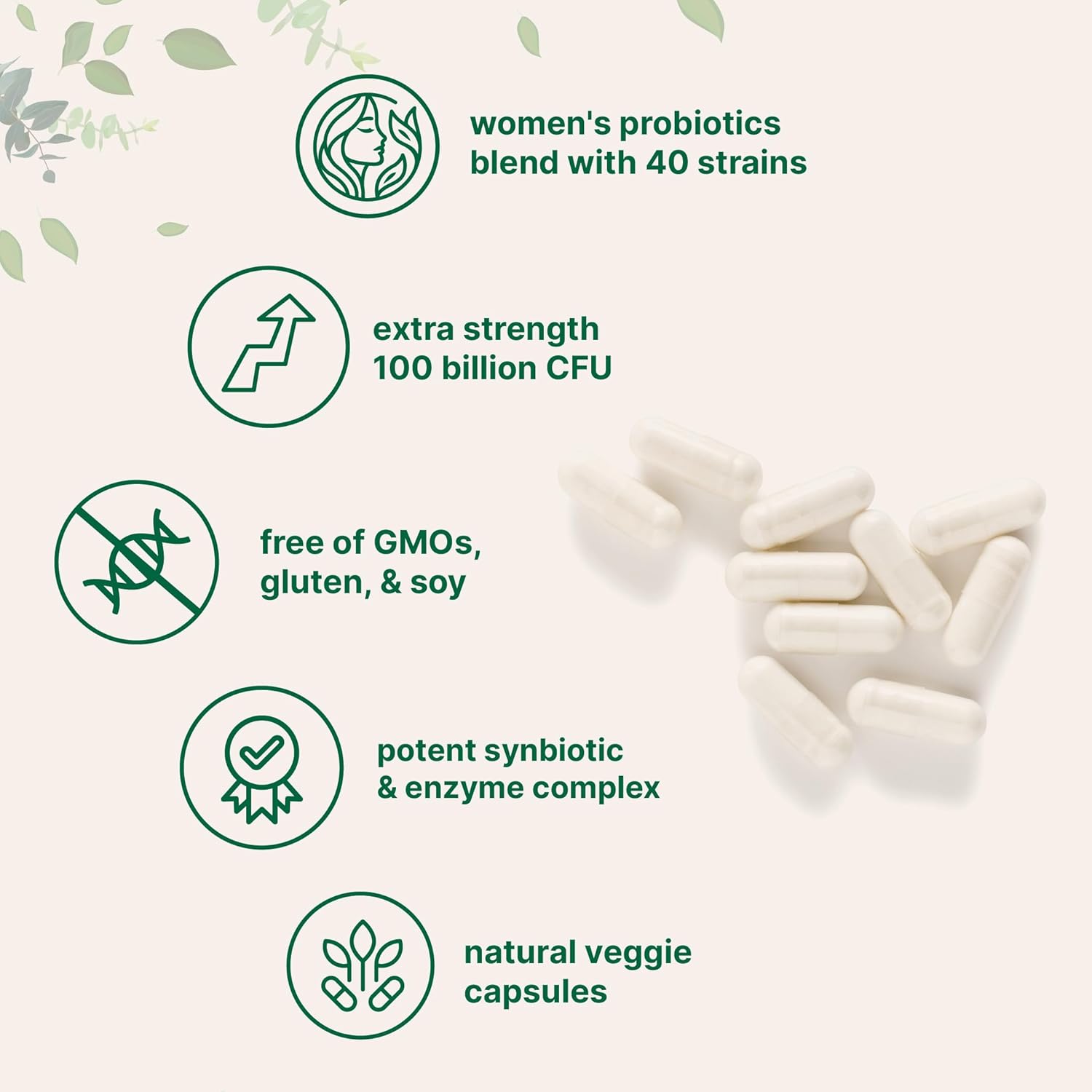 Micro Ingredients Probiotics for Women 100 Billion CFU with Prebiotics, 120 Veggie Capsules | pH Balance, Urinary Tract, Vaginal & Gut Health Support* | 40 Strains with Cranberry, D-Mannose & More - Image 3