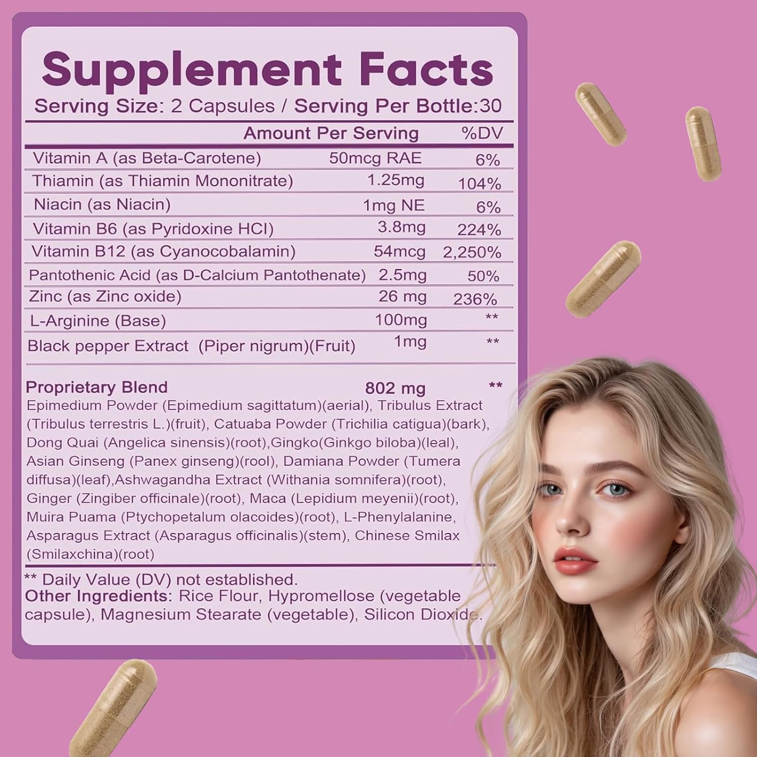 Hormone Balance for Women | Dietary Supplement, Supports Healthy Cortisol Levels & Stress Relief | Mood, Sleep, Energy | Ashwagandha, Ginseng, Maca | 60 Capsules - Image 2