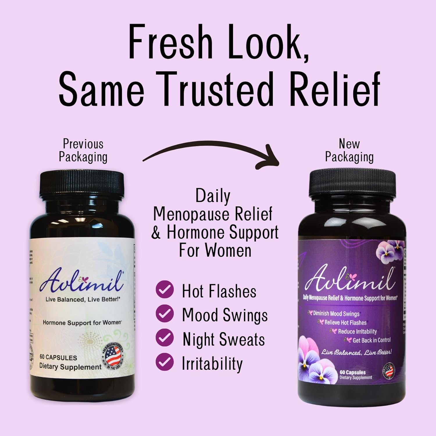 Hormone Balance & Menopause | Relief from Mood Swings, Hot Flashes, Night Sweats & Irritability - Isoflavones, Black Cohosh, Raspberry, Valerian, Sage, Red Clover, Lemon Balm - 60 Count (6) - Image 2