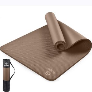 Gruper Yoga Mat Non Slip NBR Extra Thick Yoga Mat, 72"L x 32"/24"W x 0.6"/0.4"TH (185cm x 80cm/61cm x 15mm/10mm), Anti-Tear Exercise Mat with Carrying Strap and Bag, Workout Mats for Yoga, Pilates
