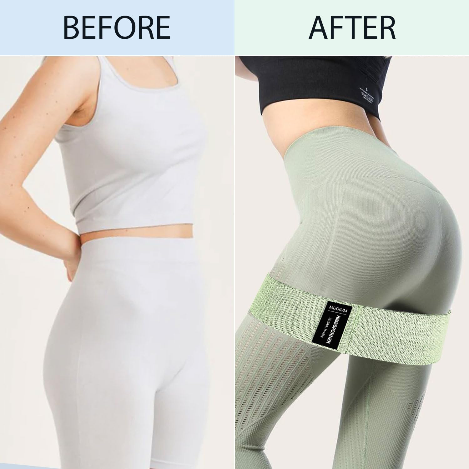 HIMESPORNER 9 PCS Fabric Resistance Bands Set for Working Out, Non-Slip Exercise Booty Bands for Women & Men Leg and Glutes with Hair Ties and Tape Measure - for Home Gym Workout, Yoga, Pilates - Image 5