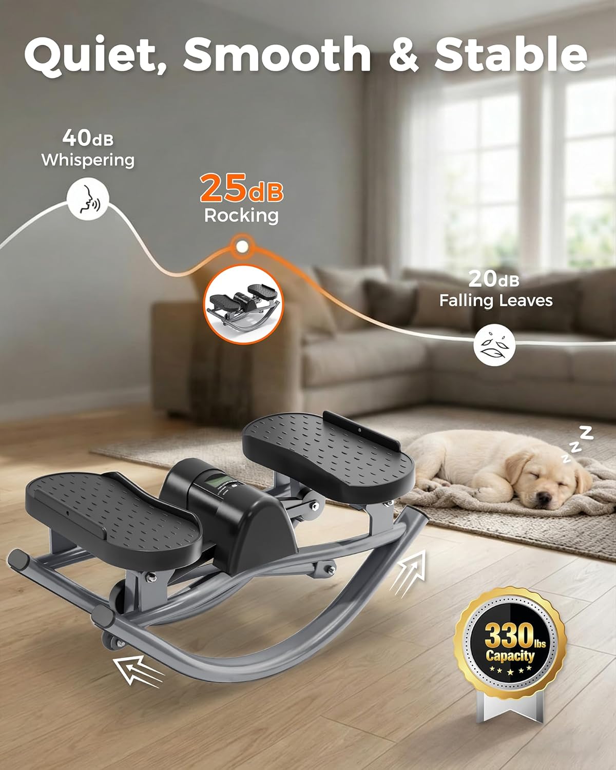 FineWay Upgraded Rock Stepper 2.0 for Exercise at Home, Rocking Stepper Side to Side, Low-Impact Knee-Friendly Exercise Machine with Resistance Bands, LCD Monitor & 330 LBS Capacity, Full Body Workout - Image 7