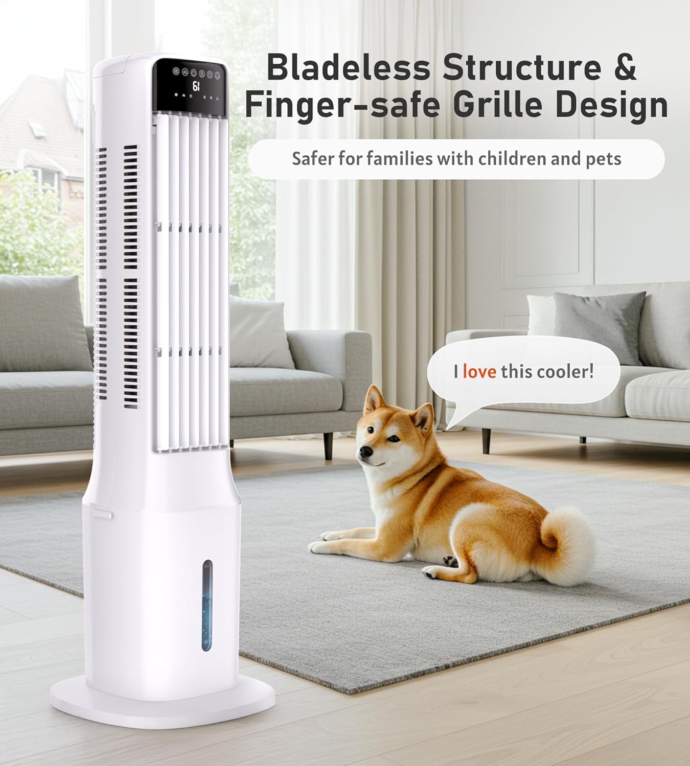 Landeagle 41″ Portable Evaporative Air Cooler – Tower Swamp Cooler Fan with 120° Oscillation, 3 Speeds, 24H Timer, 2.4 Gal Tank, Ice Packs – Indoor Cooling Fan for Bedroom & Living Room - Image 7
