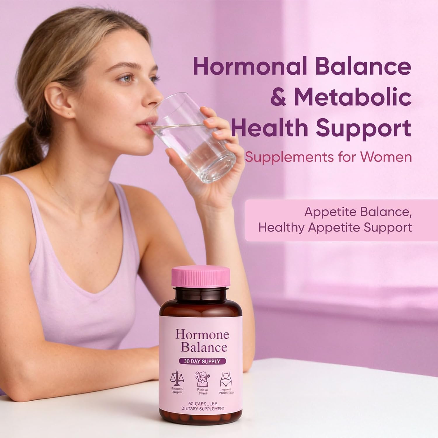 Hormone Balance for Women | Dietary Supplement, Supports Healthy Cortisol Levels & Stress Relief | Mood, Sleep, Energy | Ashwagandha, Ginseng, Maca | 60 Capsules - Image 5