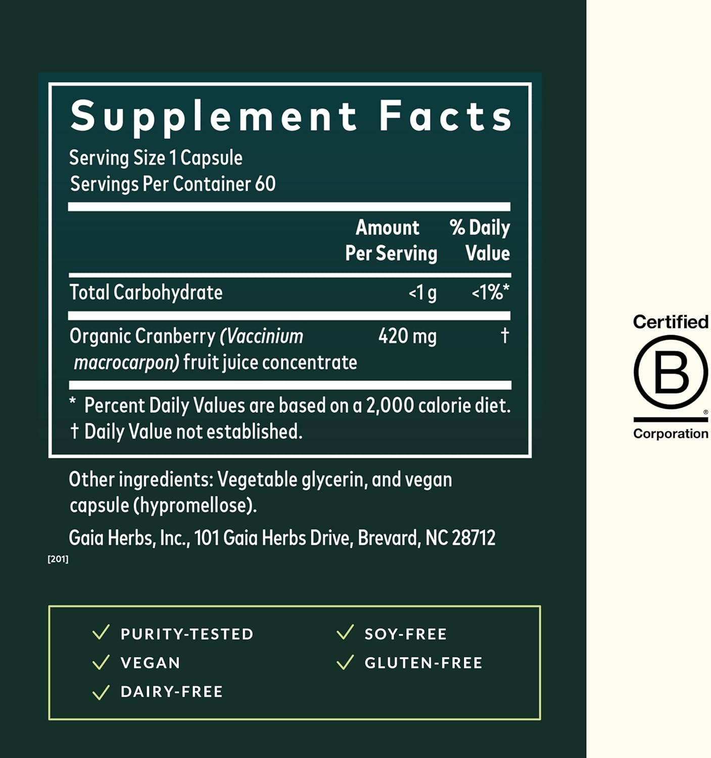 Gaia Herbs Cranberry Concentrate - Traditionally for Helping to Maintain Urinary Tract Health* - Made with Cranberry Fruit Juice Concentrate - 60 Vegan Liquid Phyto-Caps (60 Servings) - Image 3