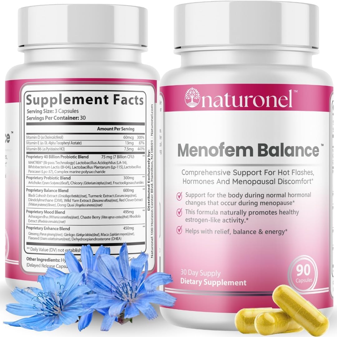 Menofem Balance – Women’s Hormone & Menopause Support with Black Cohosh, Red Clover, DIM, Probiotics & B Vitamins | Hot Flash & Mood Support | Menopause Supplements for Women