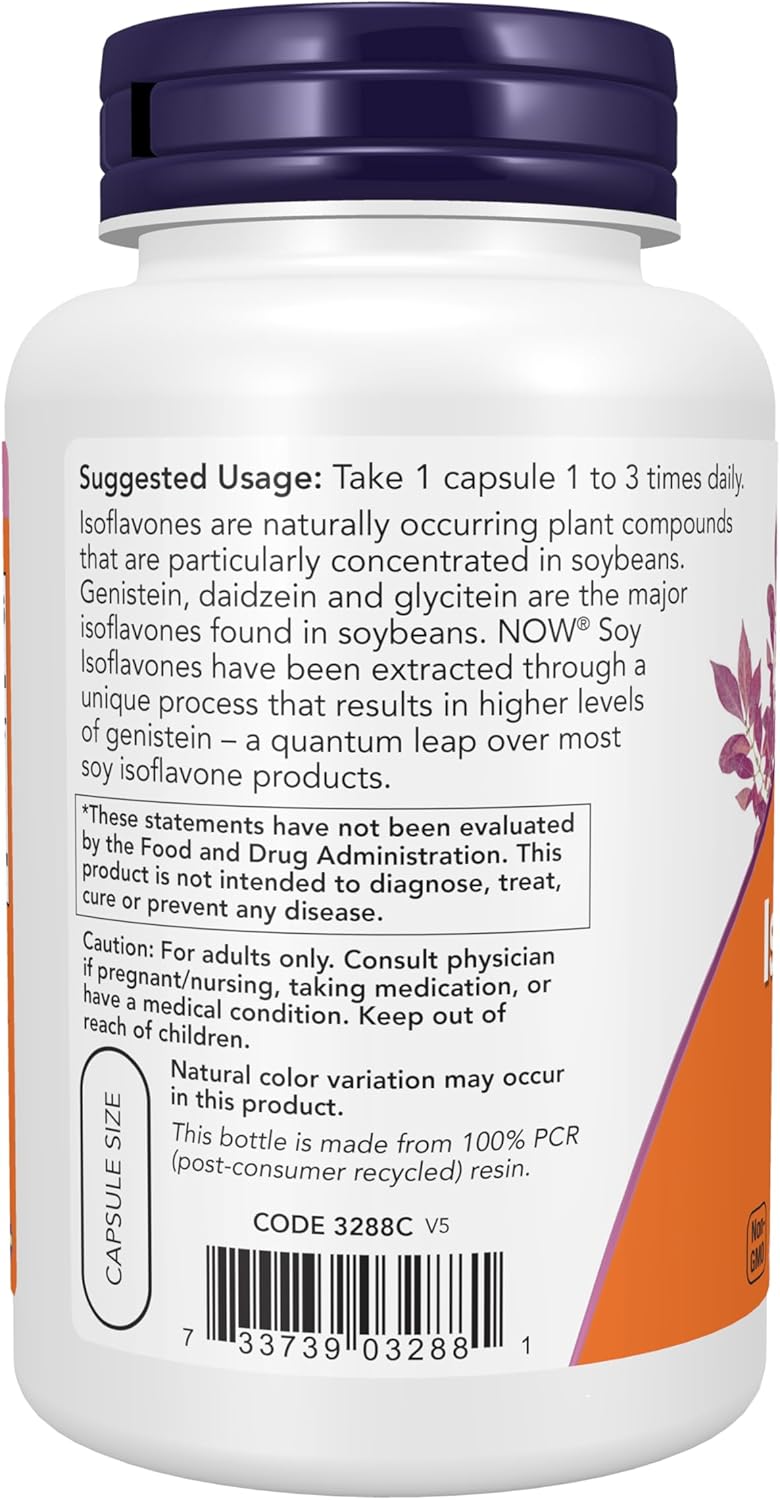 NOW Foods Supplements, Soy Isoflavones, 60 mg (Plant Compounds Particularly Concentrated in Soybeans, like Genistein, Daidzein and Glycitein), 120 Veg Capsules - Image 3