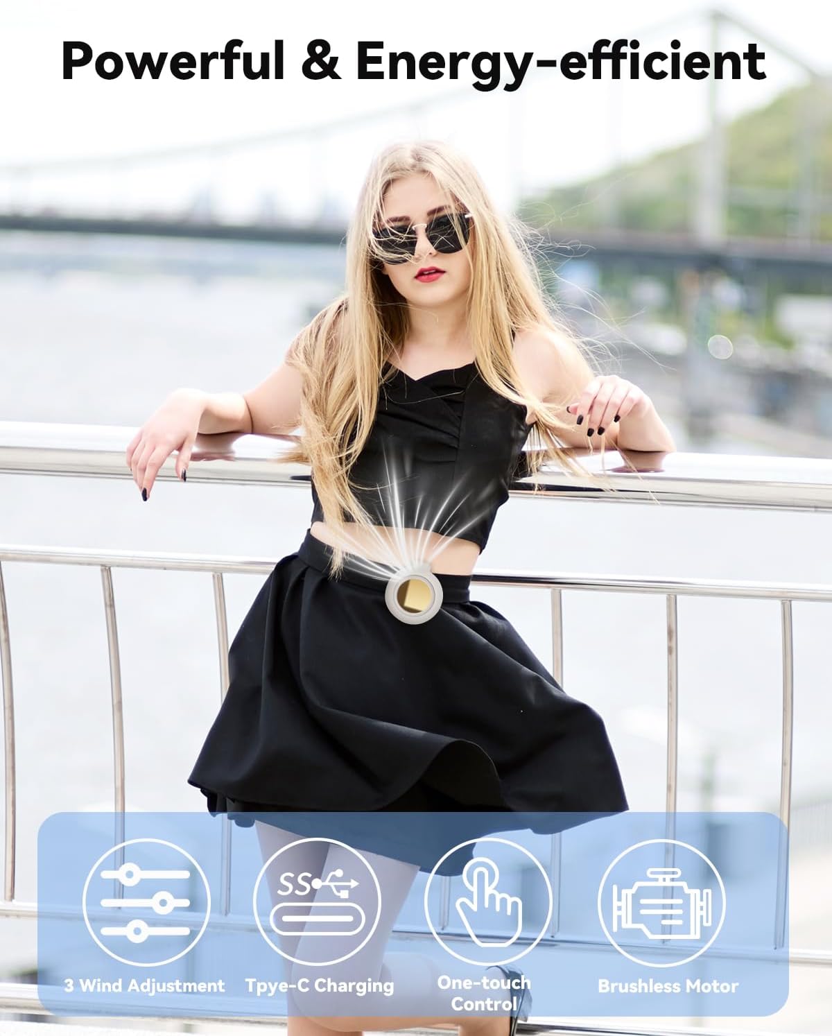 Portable Silent Mini Bladeless Fan Clip On, Small Fan Clip on for Shirt & Waist, Adjustable 3-Speed Suspended Whirlwind Fans, For Outdoor & Travel & Office, Travel Accessories, Gift - Image 5