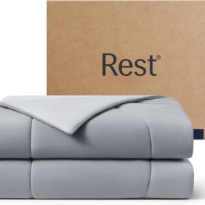 REST® Evercool® Cooling Comforter Twin/Twin XL – Lightweight Breathable Blanket for Hot Sleepers, All-Season Cooling Bedding for Night Sweats (68″x90″, Cool Gray)